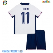 Camisa de time de futebol Inglaterra Phil Foden #11 Replicas 1º Equipamento Infantil Europeu 2024 Manga Curta (+ Calças curtas)